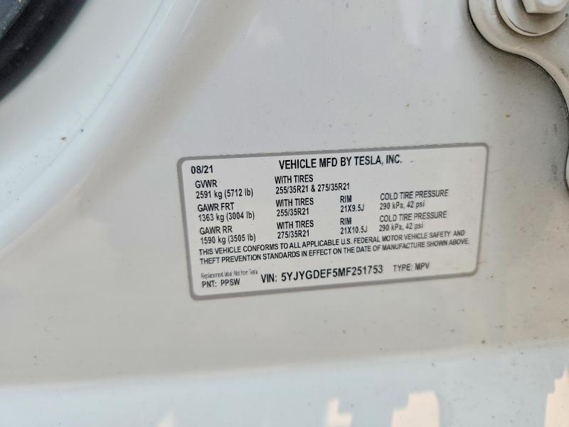 Продажа на аукционе авто 2021 Tesla Model Y, vin: 5YJYGDEF5MF251753, номер лота: 60942666