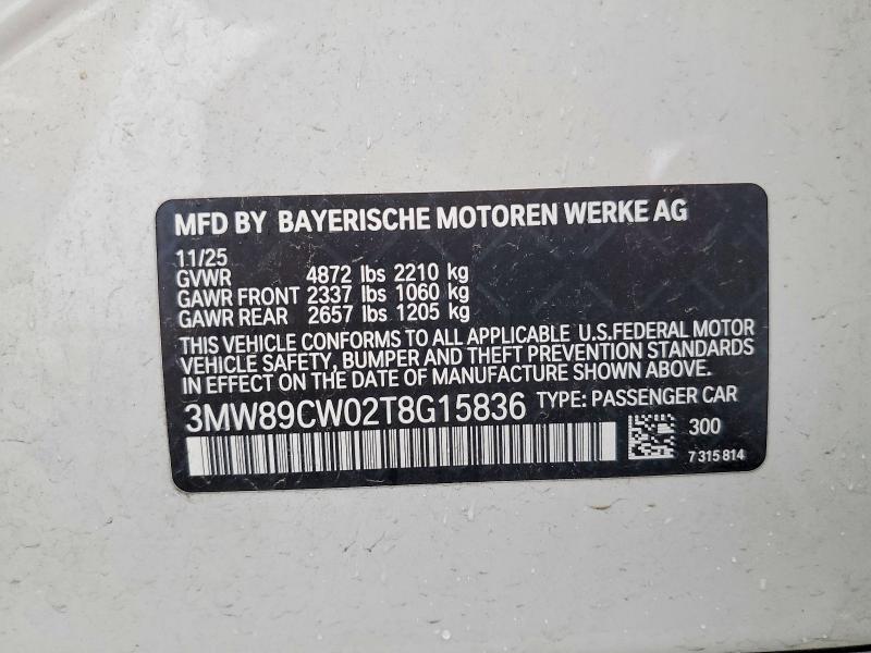 Aukcja sprzedaży 2026 Bmw 330xi, vin: 3MW89CW02T8G15836, numer aukcji: 60773336