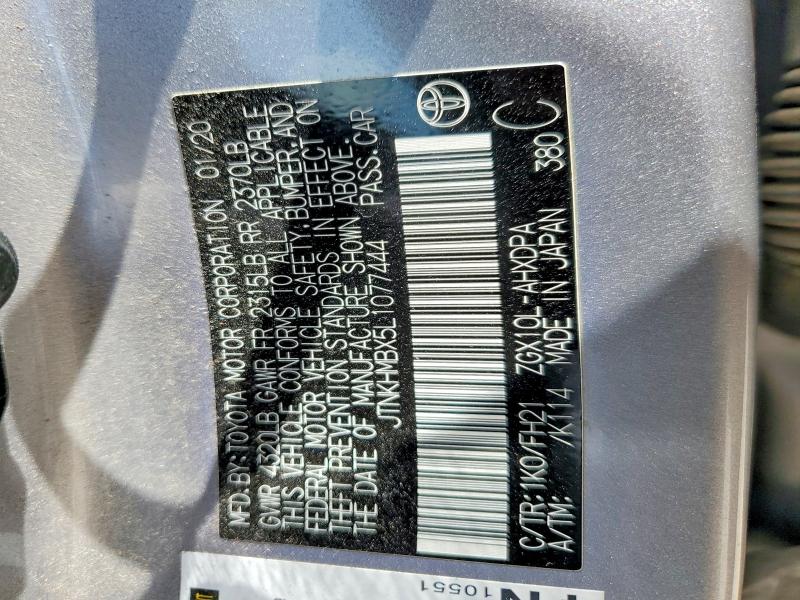 62501776 :رقم المزاد ، JTNKHMBX5L1077444 vin ، 2020 Toyota C-hr مزاد بيع
