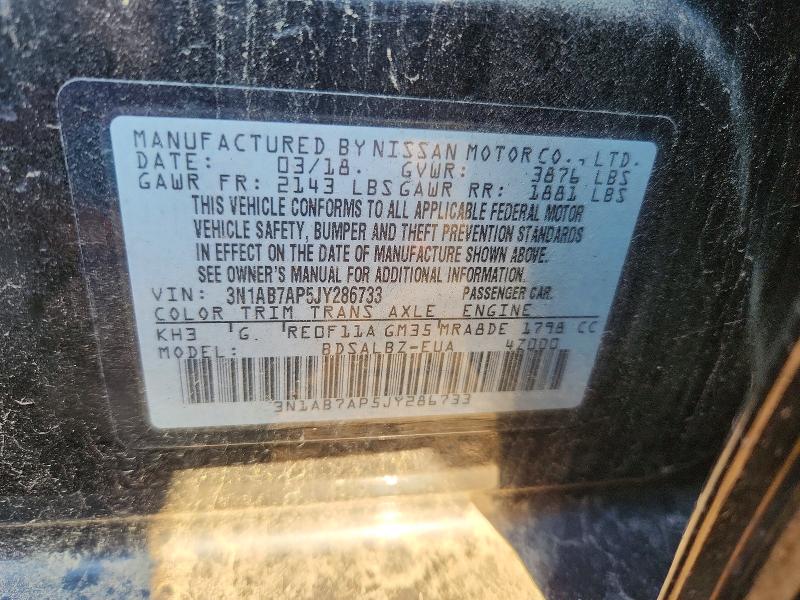 Aukcja sprzedaży 2018 Nissan Sentra, vin: 3N1AB7AP5JY286733, numer aukcji: 60860626