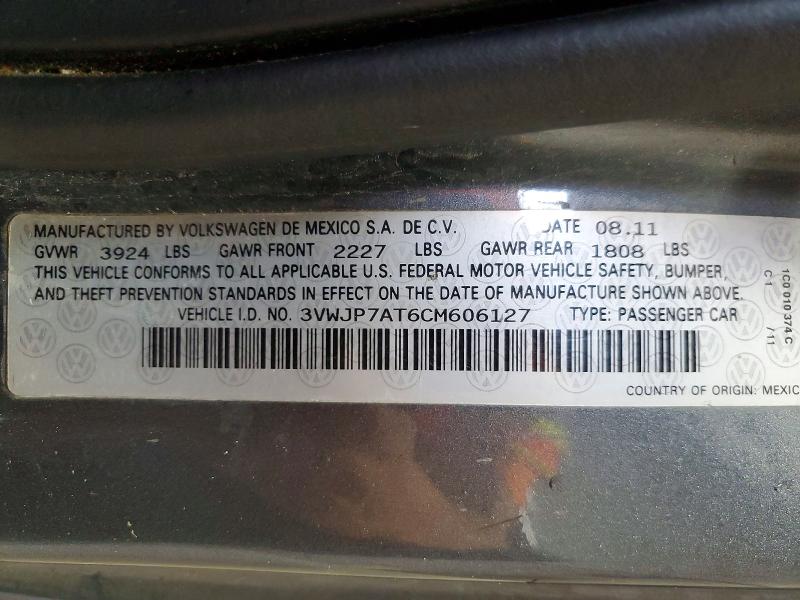 2012 Volkswagen Beetle მანქანა იყიდება აუქციონზე, vin: 3VWJP7AT6CM606127, აუქციონის ნომერი: 63129236