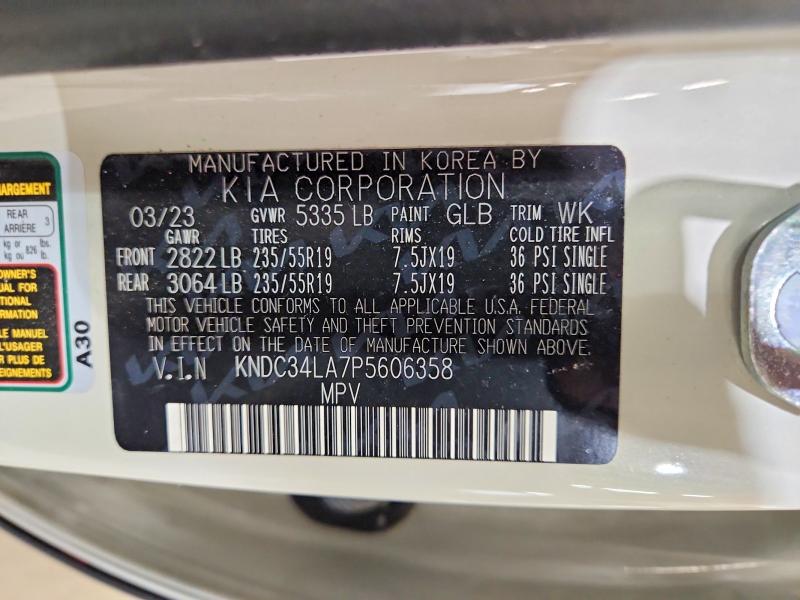 2023 Kia Ev6 მანქანა იყიდება აუქციონზე, vin: KNDC34LA7P5606358, აუქციონის ნომერი: 61530936