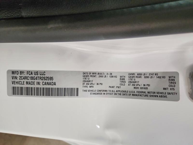 Продаж на аукціоні авто 2026 Chrysler Pacifica, vin: 2C4RC1BG4TR262595, номер лоту: 62088606