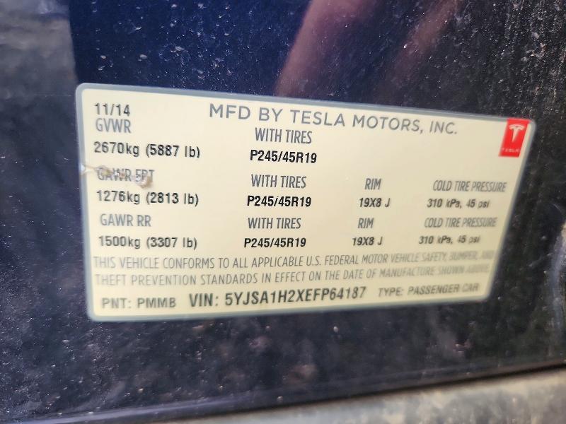 Продажа на аукционе авто 2014 Tesla Model S, vin: 5YJSA1H2XEFP64187, номер лота: 62940406