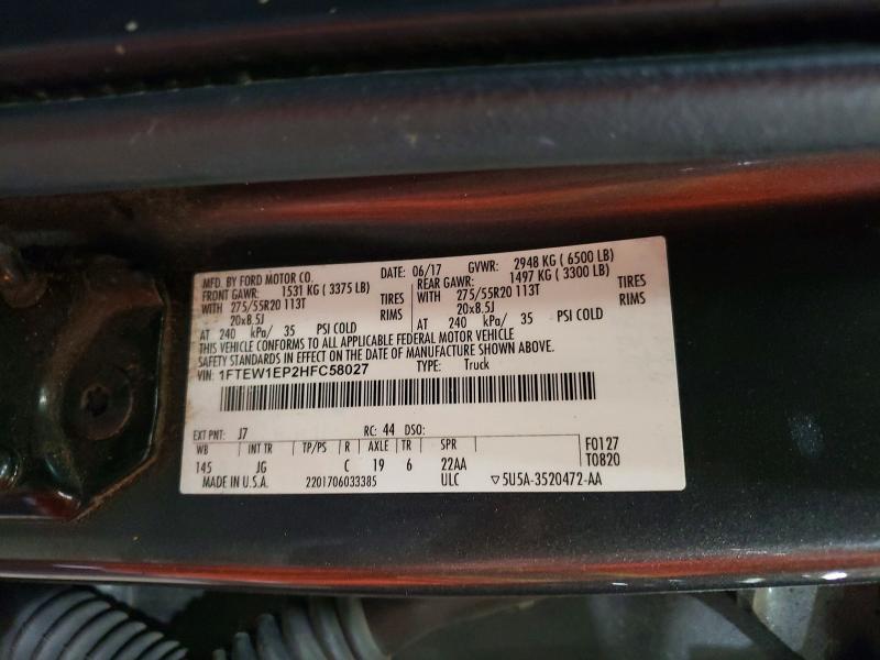 Продажа на аукционе авто 2017 Ford F150, vin: 1FTEW1EP2HFC58027, номер лота: 61099886