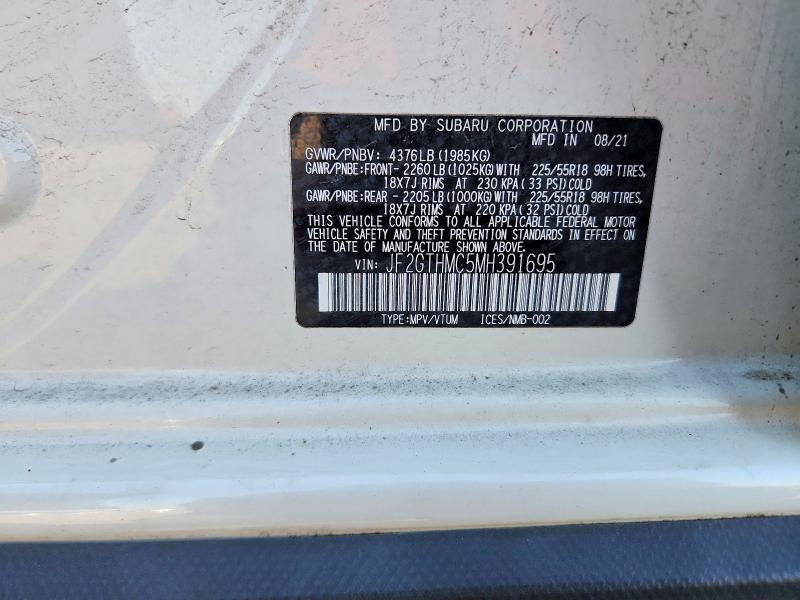 Aukcja sprzedaży 2021 Subaru Crosstrek, vin: JF2GTHMC5MH391695, numer aukcji: 62957706