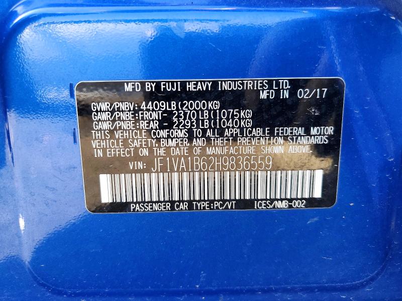 Продажа на аукционе авто 2017 Subaru Wrx Limited W/contin, vin: JF1VA1B62H9836559, номер лота: 61710126