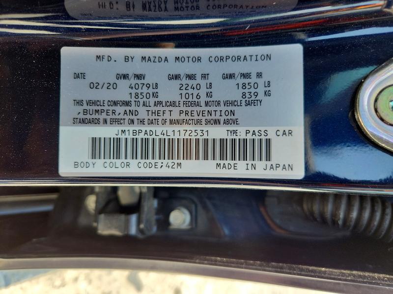 Продаж на аукціоні авто 2020 Mazda 3, vin: JM1BPADL4L1172531, номер лоту: 62789676