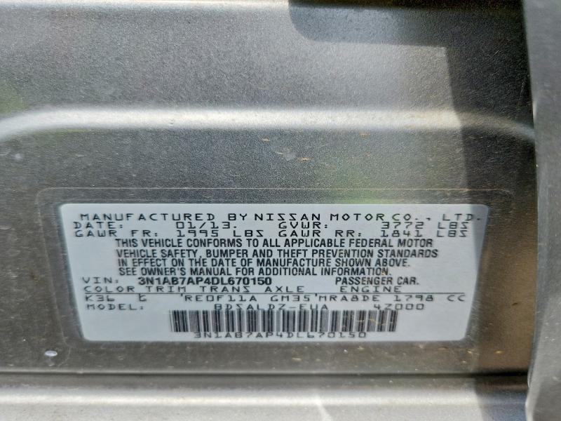Продаж на аукціоні авто 2013 Nissan Sentra, vin: 3N1AB7AP4DL670150, номер лоту: 60193106