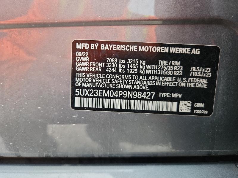 Продаж на аукціоні авто 2023 Bmw X7, vin: 5UX23EM04P9N98427, номер лоту: 62542796