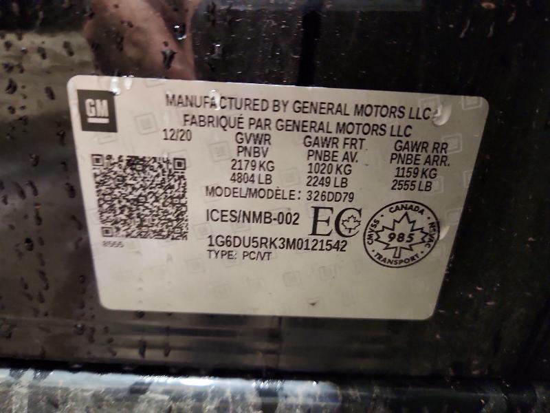 Auction sale of the 2021 Cadillac Ct5, vin: 1G6DU5RK3M0121542, lot number: 62613896