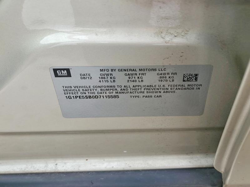 Продаж на аукціоні авто 2013 Chevrolet Cruze, vin: 1G1PE5SB0D7115585, номер лоту: 60561016