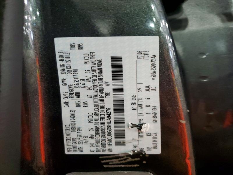 60925216 :رقم المزاد ، 1FMCU0GD9HUA94275 vin ، 2017 Ford Escape مزاد بيع