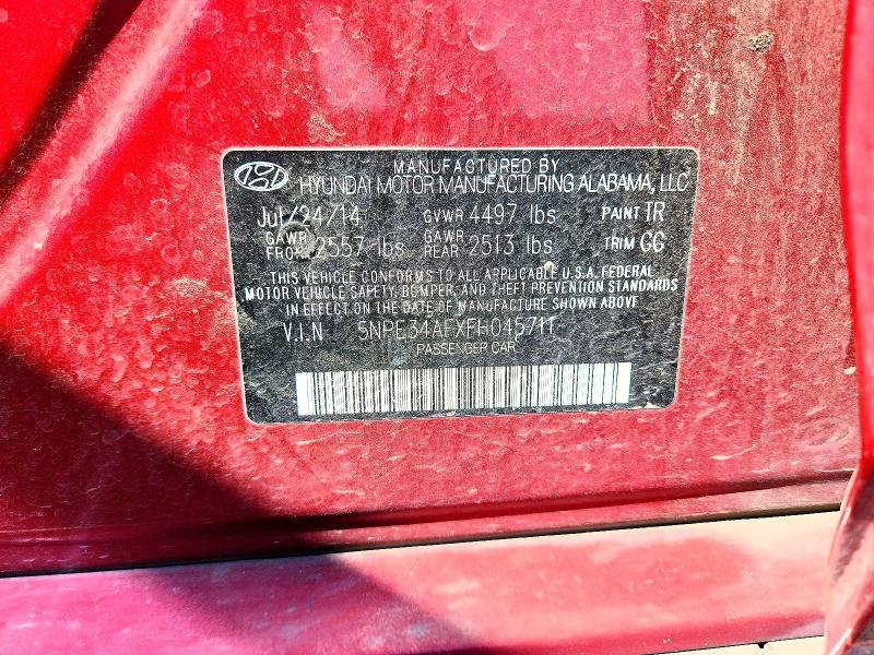 61390176 :رقم المزاد ، 5NPE34AFXFH045711 vin ، 2015 Hyundai Sonata مزاد بيع