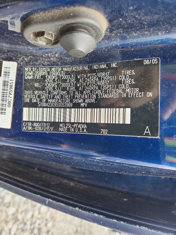 Aukcja sprzedaży 2005 Toyota Sienna, vin: 5TDBA23C95S053968, numer aukcji: 60428146