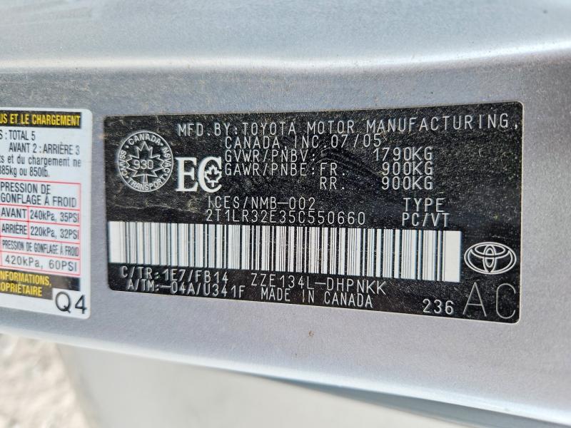 2005 Toyota Corolla Matrix მანქანა იყიდება აუქციონზე, vin: 2T1LR32E35C550660, აუქციონის ნომერი: 61565726