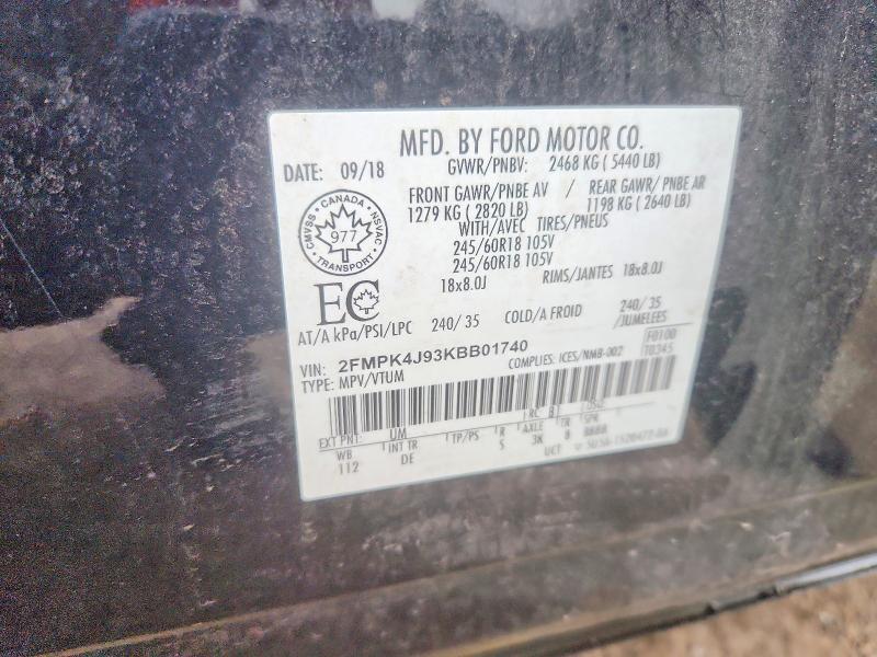 Aukcja sprzedaży 2019 Ford Edge, vin: 2FMPK4J93KBB01740, numer aukcji: 62641676
