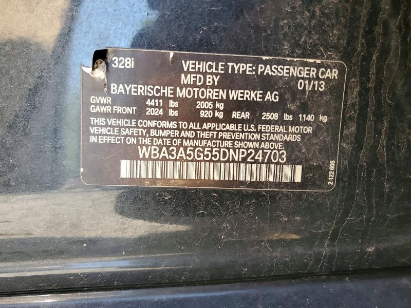 59710396 :رقم المزاد ، WBA3A5G55DNP24703 vin ، 2013 Bmw 328 مزاد بيع