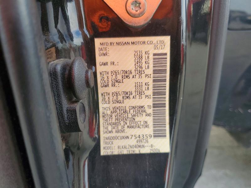 2017 Nissan Frontier მანქანა იყიდება აუქციონზე, vin: 1N6DD0CUXHN754359, აუქციონის ნომერი: 62400226