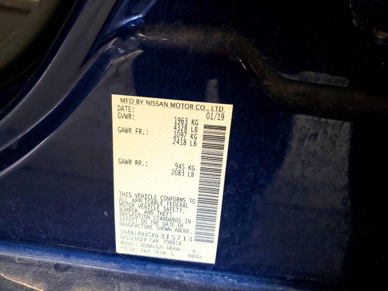 Продажа на аукционе авто 2019 Nissan Altima, vin: 1N4BL4BV5KN315713, номер лота: 61622196