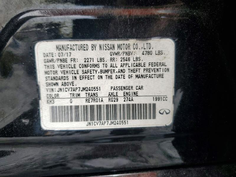Aukcja sprzedaży 2018 Infiniti Q50, vin: JN1CV7AP7JM240551, numer aukcji: 61392686