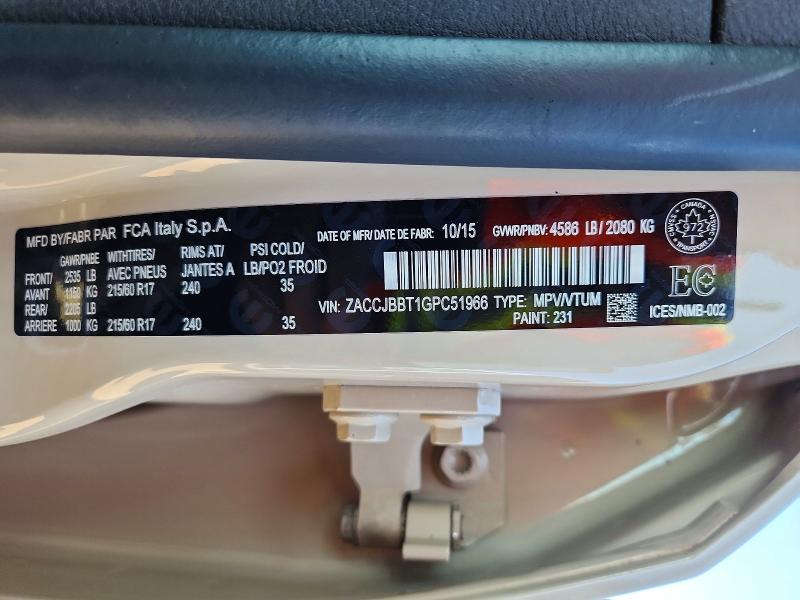 Aukcja sprzedaży 2016 Jeep Renegade, vin: ZACCJBBT1GPC51966, numer aukcji: 63288946