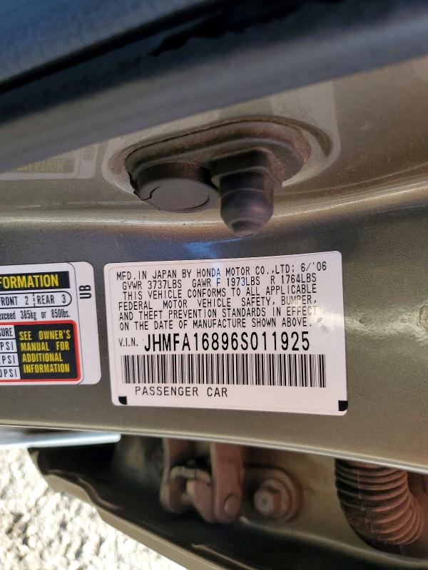 Продажа на аукционе авто 2006 Honda Civic, vin: JHMFA16896S011925, номер лота: 62668126