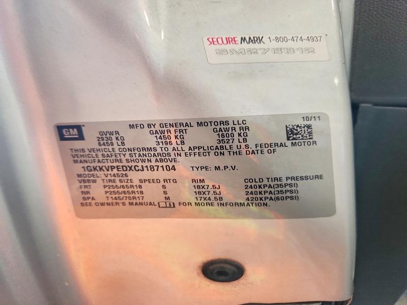 2012 Gmc Acadia მანქანა იყიდება აუქციონზე, vin: 1GKKVPEDXCJ187104, აუქციონის ნომერი: 62781336