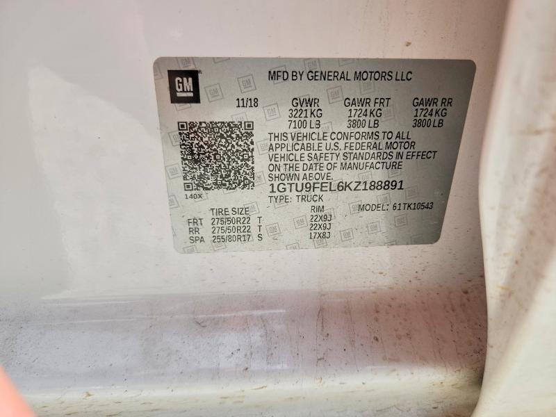 Продажа на аукционе авто 2019 Gmc Sierra, vin: 1GTU9FEL6KZ188891, номер лота: 59590016