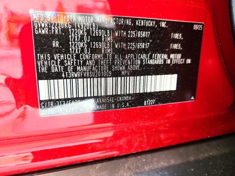 2025 Toyota Rav4 Hybrid მანქანა იყიდება აუქციონზე, vin: 4T3RWRFV8SU201009, აუქციონის ნომერი: 61002926