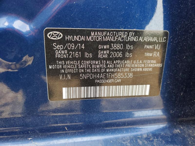 Aukcja sprzedaży 2015 Hyundai Elantra, vin: 5NPDH4AE1FH585338, numer aukcji: 60857626