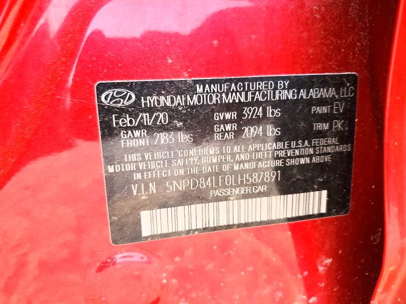 Продажа на аукционе авто 2020 Hyundai Elantra, vin: 5NPD84LF0LH587891, номер лота: 59381996