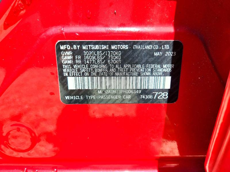 2023 Mitsubishi Mirage მანქანა იყიდება აუქციონზე, vin: ML32AUHJ3PH006349, აუქციონის ნომერი: 60079766