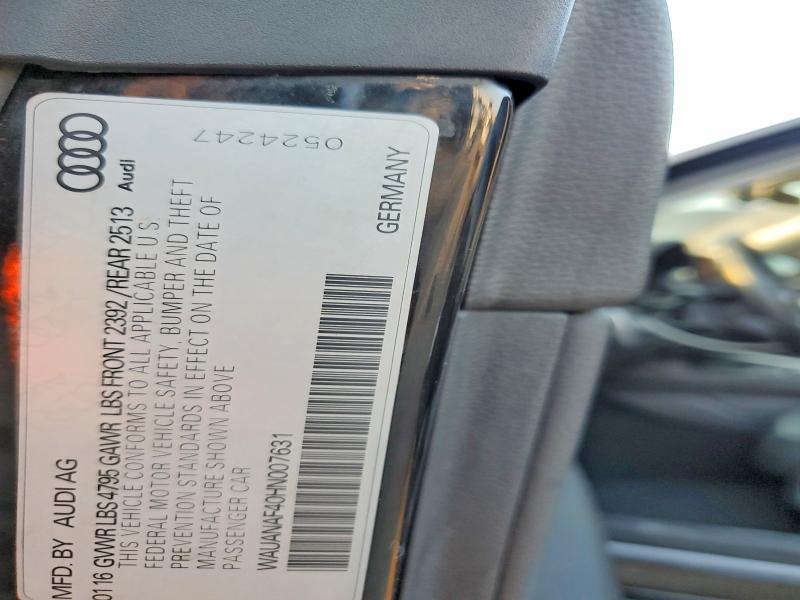 Продаж на аукціоні авто 2017 Audi A4, vin: WAUANAF40HN007631, номер лоту: 62754346