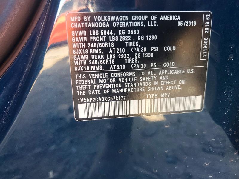 Aukcja sprzedaży 2019 Volkswagen Atlas, vin: 1V2AP2CA3KC572177, numer aukcji: 62285176
