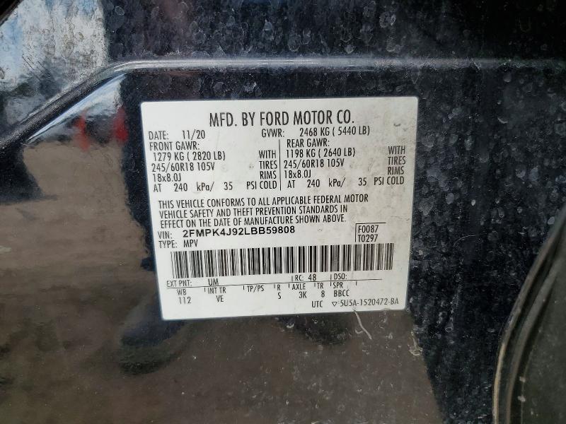Продаж на аукціоні авто 2020 Ford Edge, vin: 2FMPK4J92LBB59808, номер лоту: 60617076