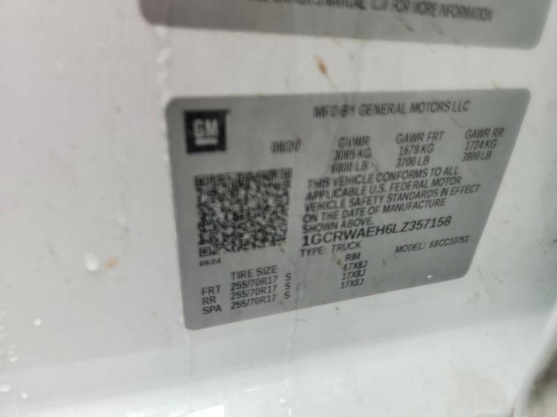 Продажа на аукционе авто 2020 Chevrolet Silverado, vin: 1GCRWAEH6LZ357158, номер лота: 59221696