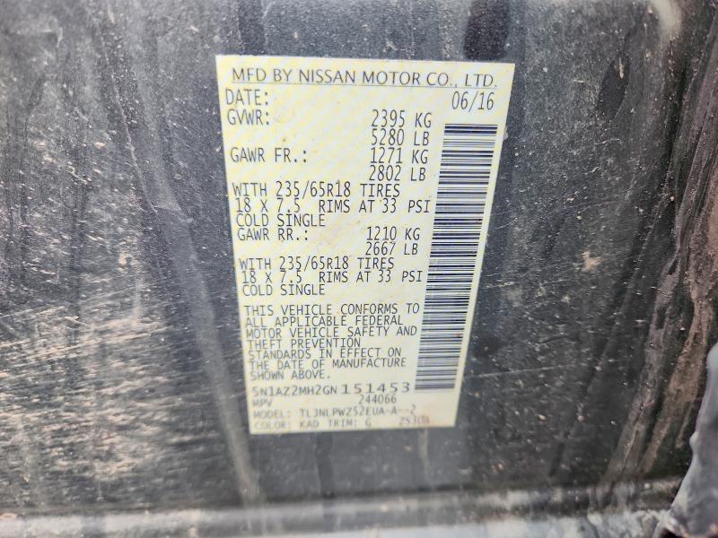 Aukcja sprzedaży 2016 Nissan Murano, vin: 5N1AZ2MH2GN151453, numer aukcji: 61674856