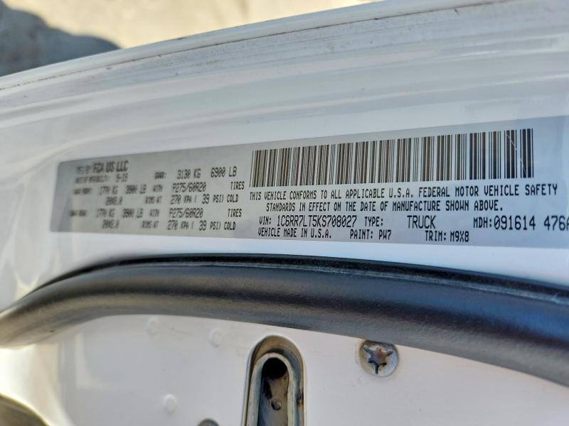60075126 :رقم المزاد ، 1C6RR7LT5KS708027 vin ، 2019 Ram 1500 Classic مزاد بيع