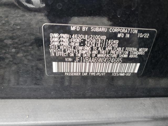 2022 Subaru Wrx მანქანა იყიდება აუქციონზე, vin: JF1VBAA69N9024685, აუქციონის ნომერი: 60041336