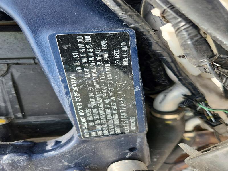 Продажа на аукционе авто 2011 Suzuki Gsx-r600, vin: JS1GN7FA5B2102002, номер лота: 62321706