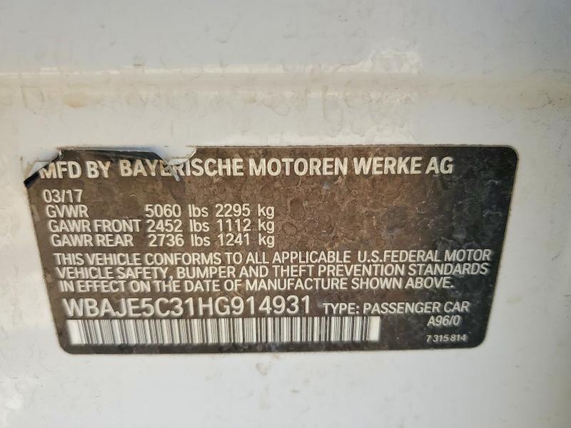 62774356 :رقم المزاد ، WBAJE5C31HG914931 vin ، 2017 Bmw 540 مزاد بيع