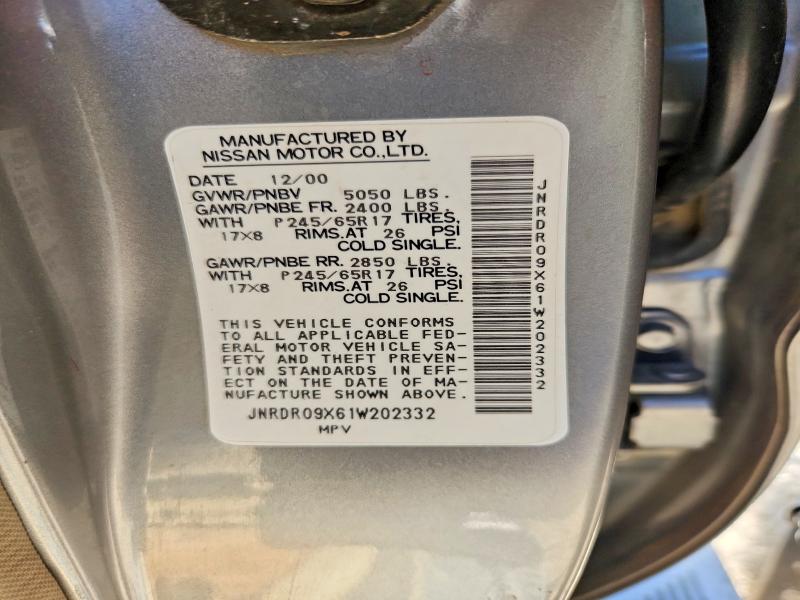 Auction sale of the 2001 Infiniti Qx4, vin: JNRDR09X61W202332, lot number: 61906376