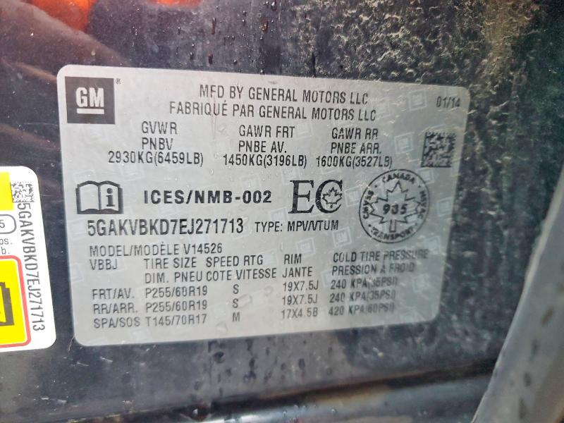 2014 Buick Enclave მანქანა იყიდება აუქციონზე, vin: 5GAKVBKD7EJ271713, აუქციონის ნომერი: 59031736