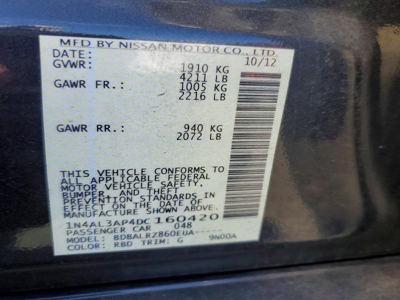 Aukcja sprzedaży 2013 Nissan Altima, vin: 1N4AL3AP4DC160420, numer aukcji: 59646536