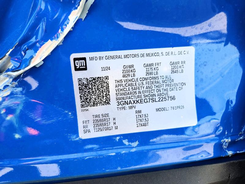 Aukcja sprzedaży 2025 Chevrolet Equinox, vin: 3GNAXKEG7SL225756, numer aukcji: 62590166