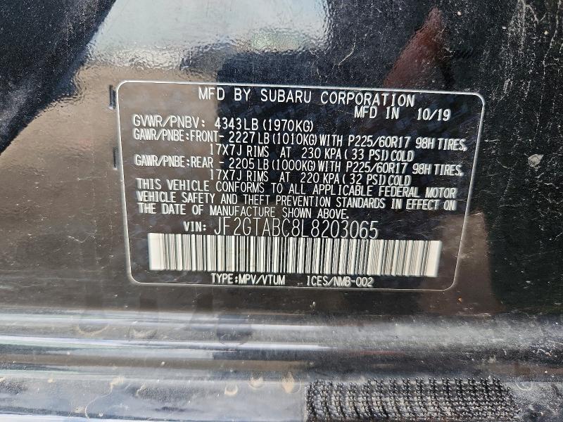 Aukcja sprzedaży 2020 Subaru Crosstrek, vin: JF2GTABC8L8203065, numer aukcji: 60591406