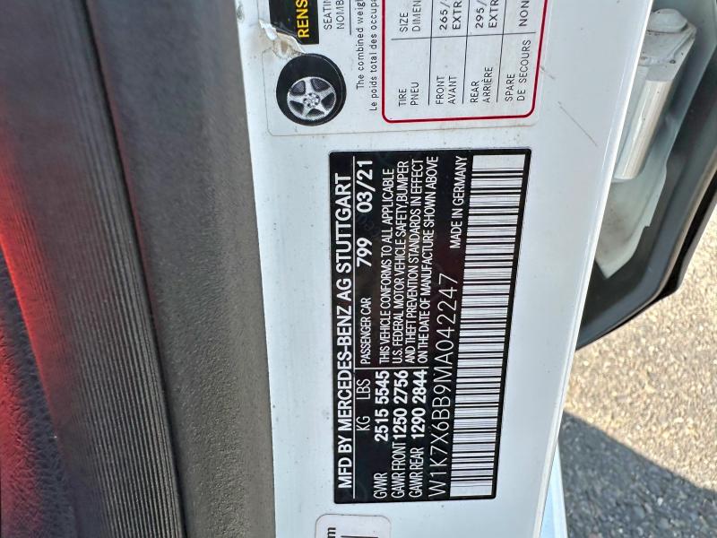 Aukcja sprzedaży 2021 Mercedes-benz Amg Gt, vin: W1K7X6BB9MA042247, numer aukcji: 59861676