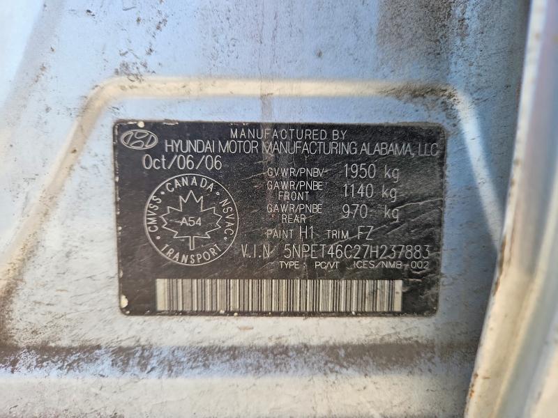 2007 Hyundai Sonata მანქანა იყიდება აუქციონზე, vin: 5NPET46C27H237883, აუქციონის ნომერი: 63177846