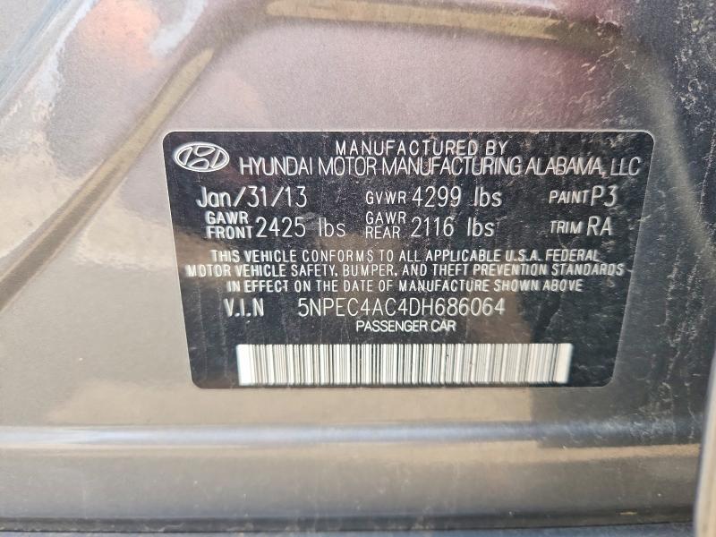 2013 Hyundai Sonata მანქანა იყიდება აუქციონზე, vin: 5NPEC4AC4DH686064, აუქციონის ნომერი: 59680266